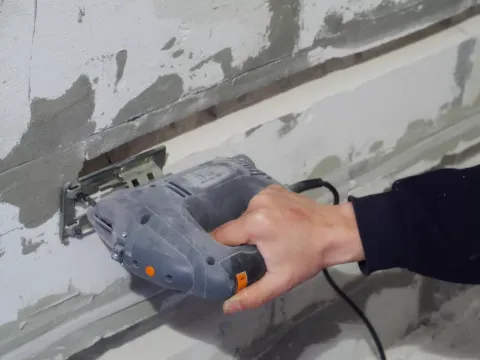 Штробление газобетона